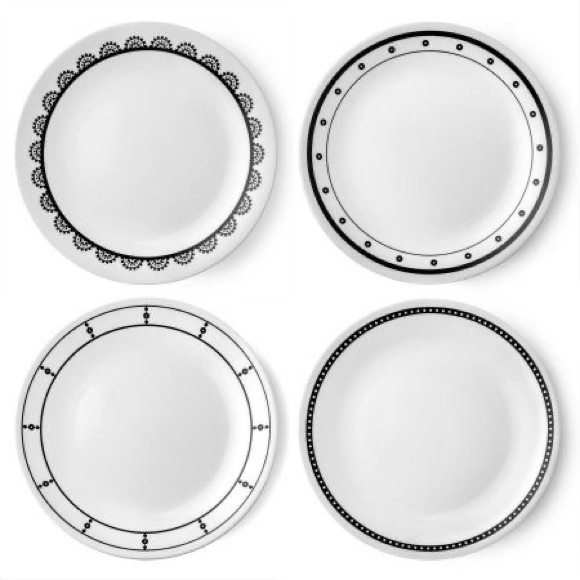 Corelle Dining 4 Pc Dinner Plates Corelle Livingware Black White